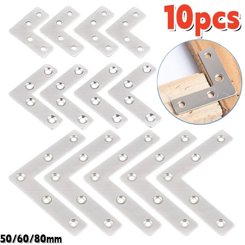Furniture Hardware Connectors - 10Pcs Stainless Steel Flat Corner Brace,L-Shaped