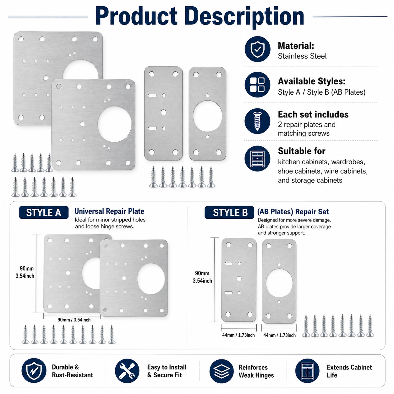 Stainless Steel Cabinet Hinge  - Furniture Hardware Fixing Screws ulasan dan harga