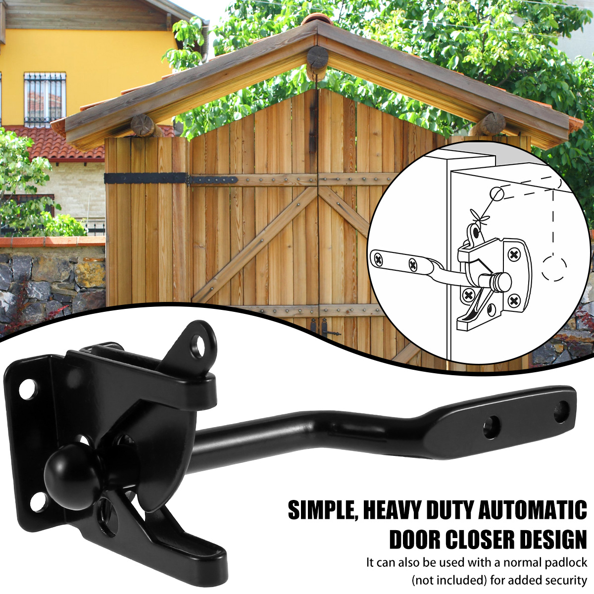 Self-Locking Gate Latch Carbon - Barrel Bolt Slide ulasan dan harga